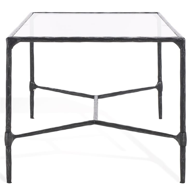 Hawthorne Collections Iron and Glass Coffee Table in Black / Clear
