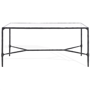 Hawthorne Collections Iron and Glass Coffee Table in Black / Clear