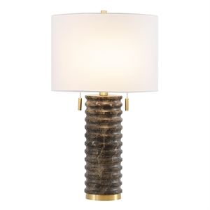 hawthorne collections resin and metal table lamp in dark gray