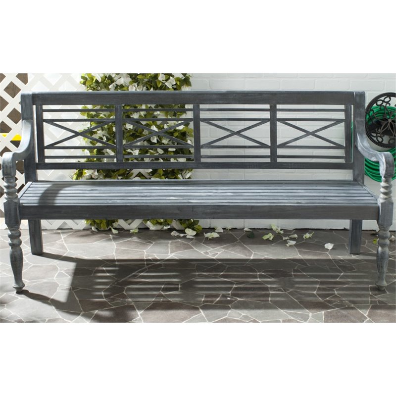 Hawthorne Collections Contemporary Classic Garden Bench in Ash Gray