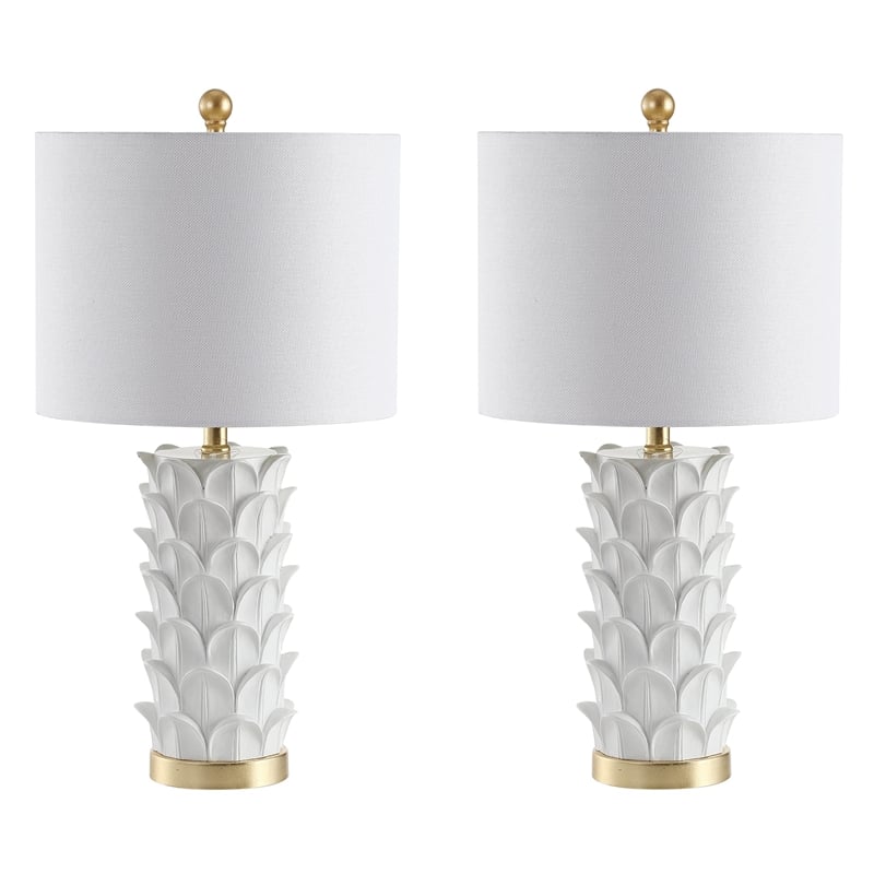 Hawthorne Collections Table Lamp in White and Gold (Set of 2)