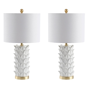 Hawthorne Collections Table Lamp in White and Gold (Set of 2)
