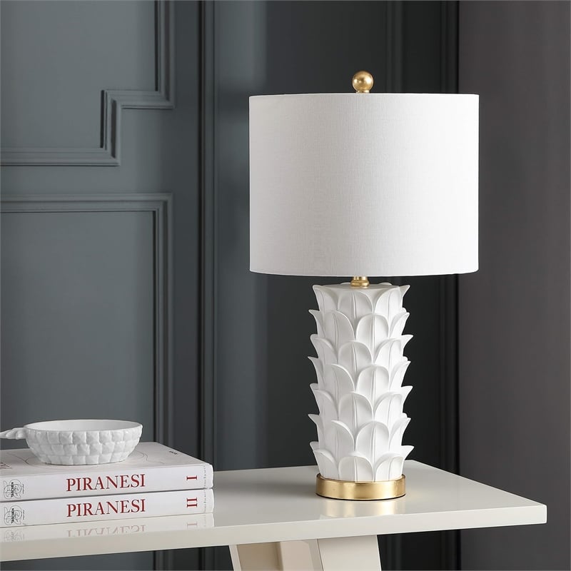 Hawthorne Collections Table Lamp in White and Gold (Set of 2)