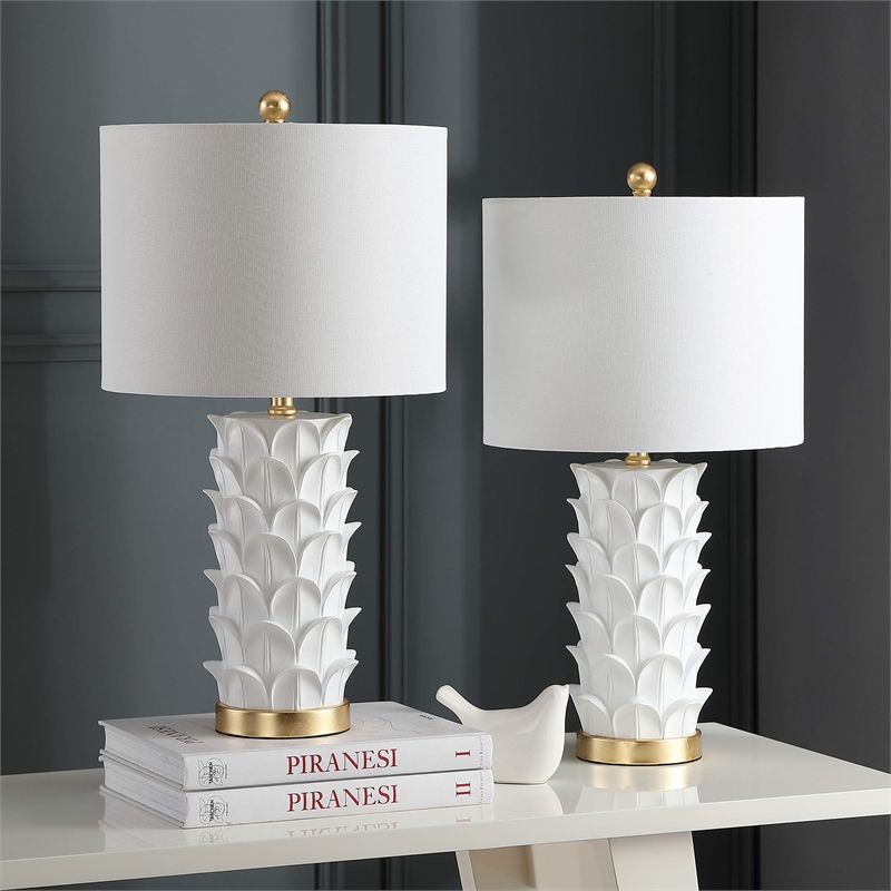 Hawthorne Collections Table Lamp in White and Gold (Set of 2)