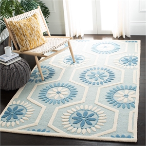 Hawthorne Collections 8' X 10' Hand Tufted Wool Rug in Blue and Ivory