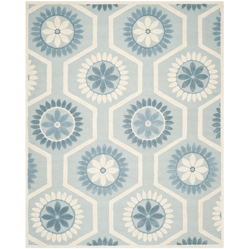 Hawthorne Collections 8' X 10' Hand Tufted Wool Rug in Blue and Ivory