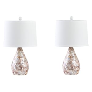 Hawthorne Collections Mother of Pearl Inlay Table Lamps with Cream Shade