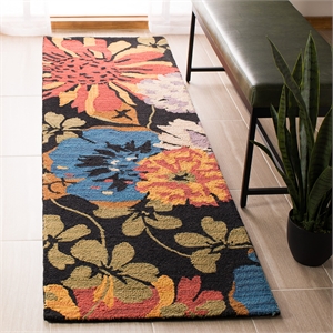 Hawthorne Collections Contemporary Runner Rug in Black / Multi