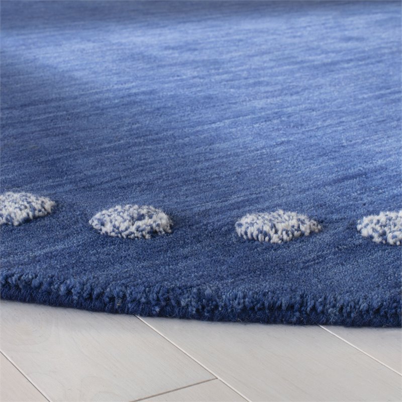 Hawthorne Collections 5' Round Hand Loomed Wool Rug in Navy and Ivory