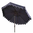 Hawthorne Collections 9ft Crank Metal Outdoor Umbrella in Navy and White