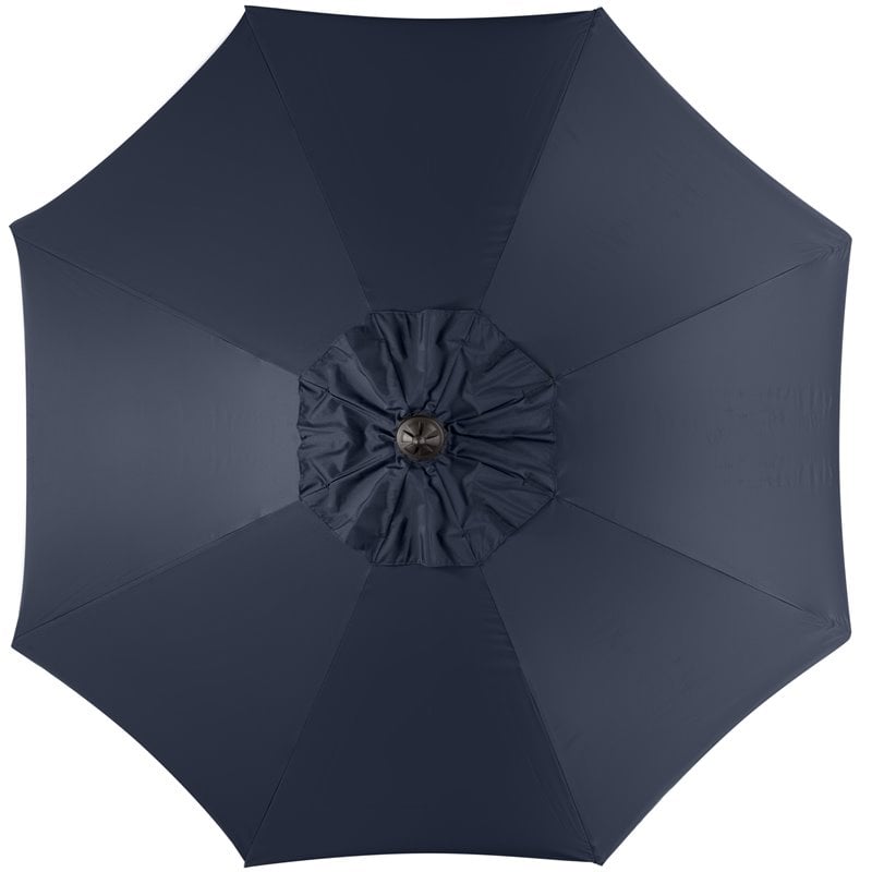 Hawthorne Collections 9ft Crank Metal Outdoor Umbrella in Navy and White