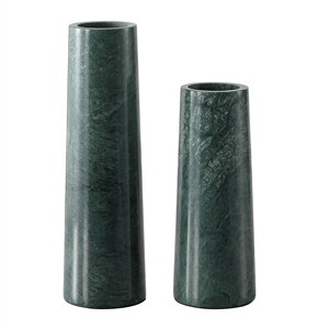 Hawthorne Collections Contemporary Marble Vase in Green (Set of 2)