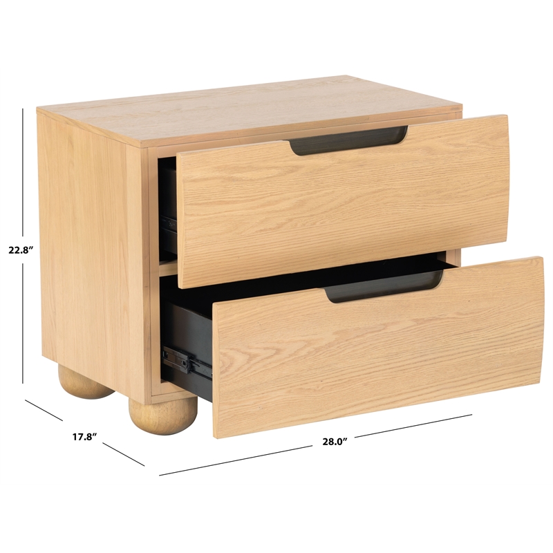 Hawthorne Collections Solid Wood 2 Drawer Nightstand in Natural