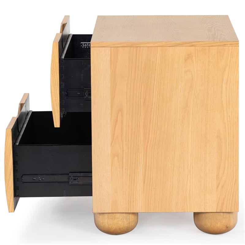 Hawthorne Collections Solid Wood 2 Drawer Nightstand in Natural