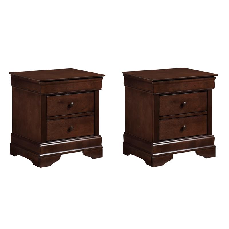Hawthorne Collections Set of 2 3-Drawers Wood Nightstands in Brown Cherry