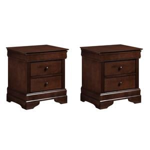 Hawthorne Collections Set of 2 3-Drawers Wood Nightstands in Brown Cherry