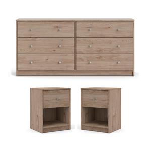 Hawthorne Collections 3 Piece Dresser and Nightstands Set in Jackson Hickory