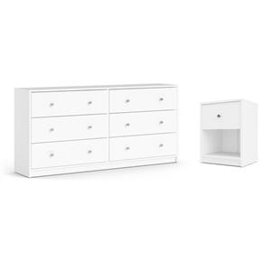 Hawthorne Collections 2 Piece Wood Dresser and Nightstand Bedroom Set in White