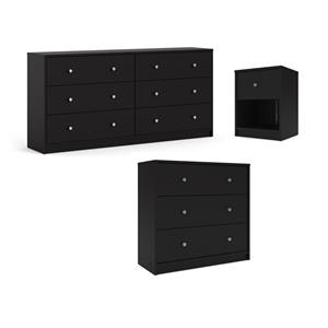 Hawthorne Collections 3Pc Set of 3-Drawer Chest & 6-Drawer Dresser & Nightstand