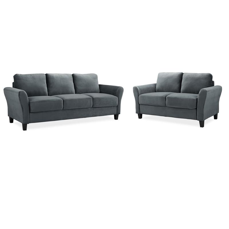 Hawthorne Collections 2-Piece Set with Upholstery Loveseat and Sofa in Dark Gray
