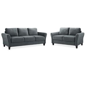 Hawthorne Collections 2-Piece Set with Upholstery Loveseat and Sofa in Dark Gray