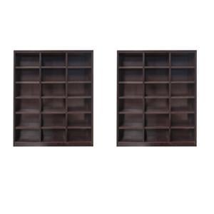 Hawthorne Collections 84&quot Triple Wide Wood Bookcase in Chocolate - Set of 2