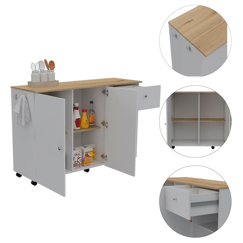 Hawthorne Collections 2Pc Set of Kitchen Island Cart & Utility Sink with Cabinet