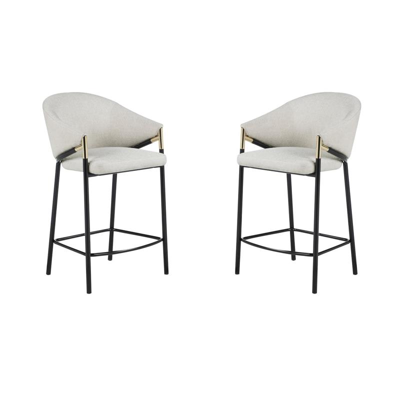 Hawthorne Collections Counter Height Stool in Beige and Black - Set of 2