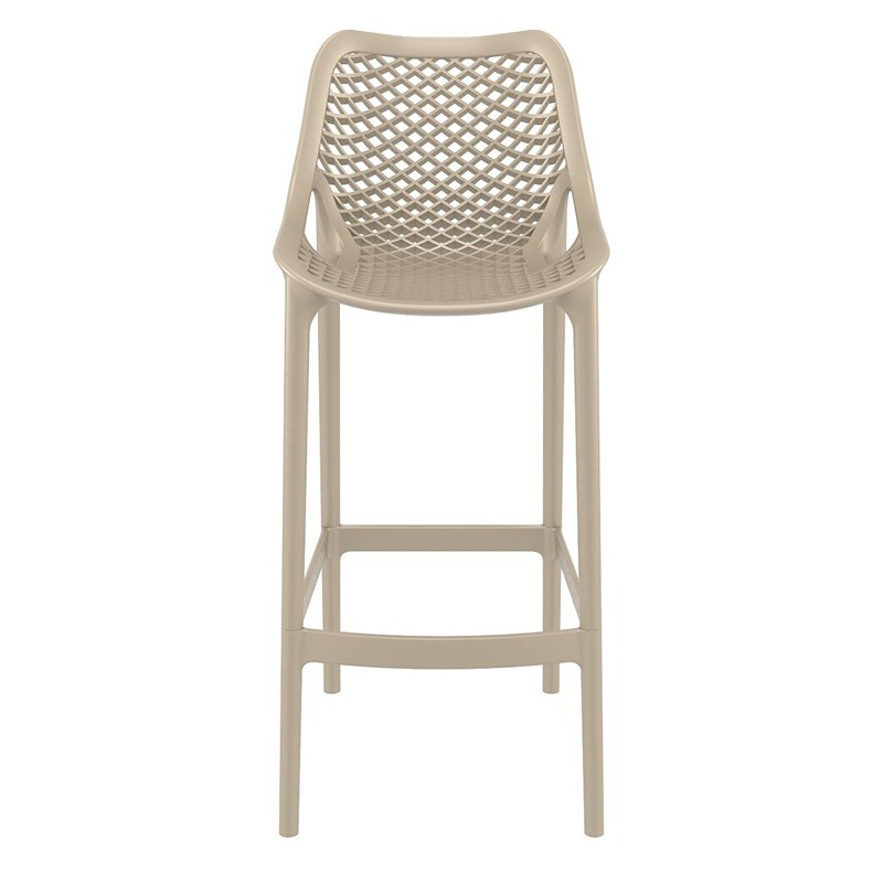 Hawthorne Collections Polypropylene Patio Bar Stool in Taupe - Set of 2