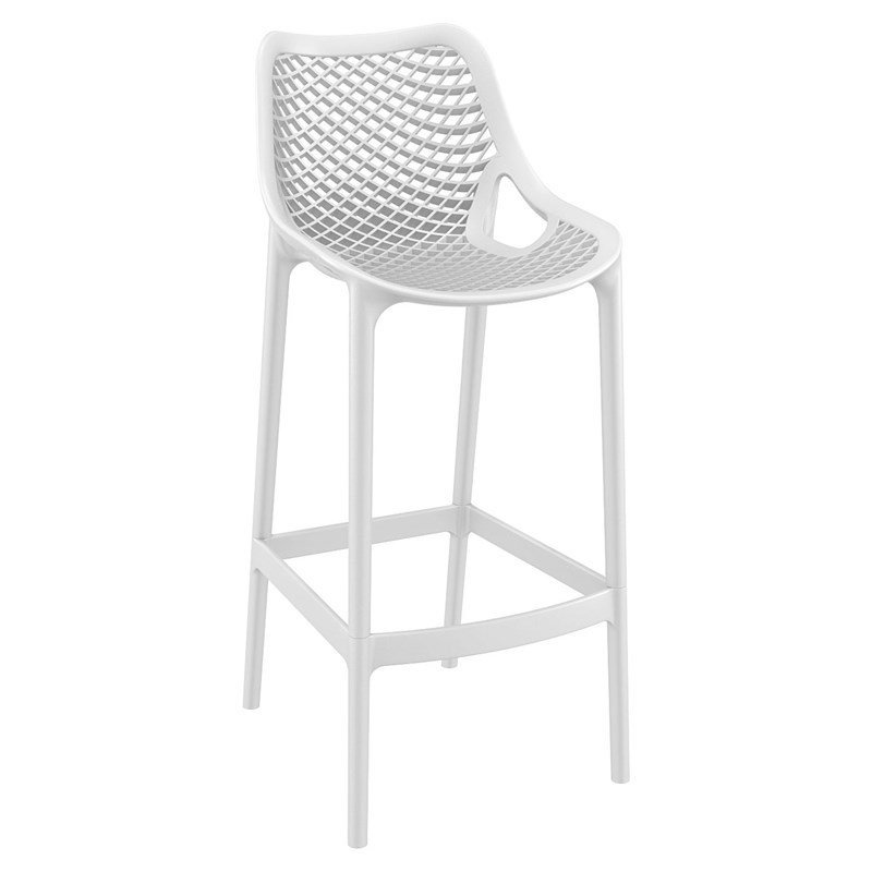 Hawthorne Collections Polypropylene Patio Bar Stool in White - Set of 2