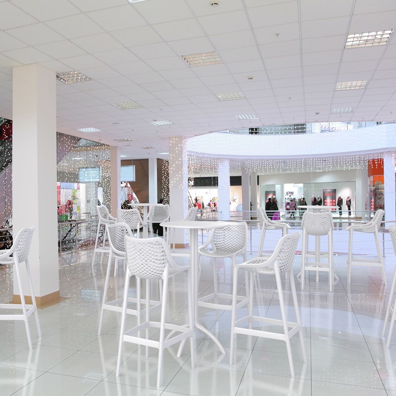 Hawthorne Collections Polypropylene Patio Bar Stool in White - Set of 2