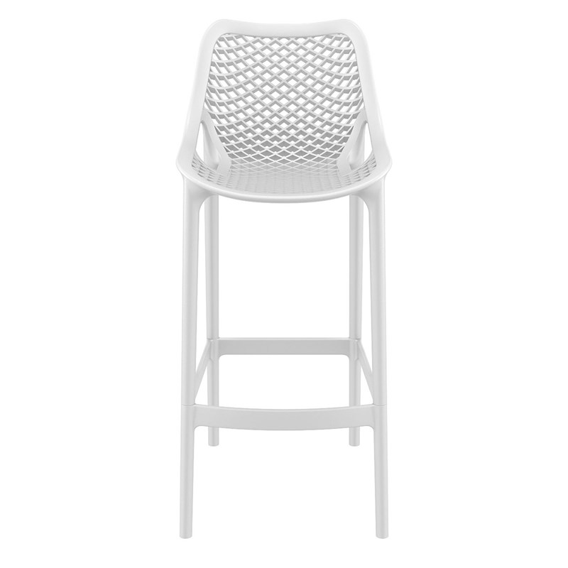 Hawthorne Collections Polypropylene Patio Bar Stool in White - Set of 2