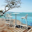 Hawthorne Collections Polypropylene Patio Bar Stool in White - Set of 2