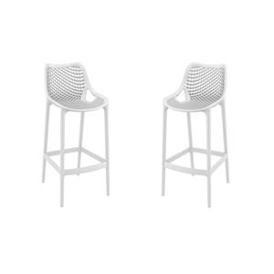 Hawthorne Collections Polypropylene Patio Bar Stool in White - Set of 2