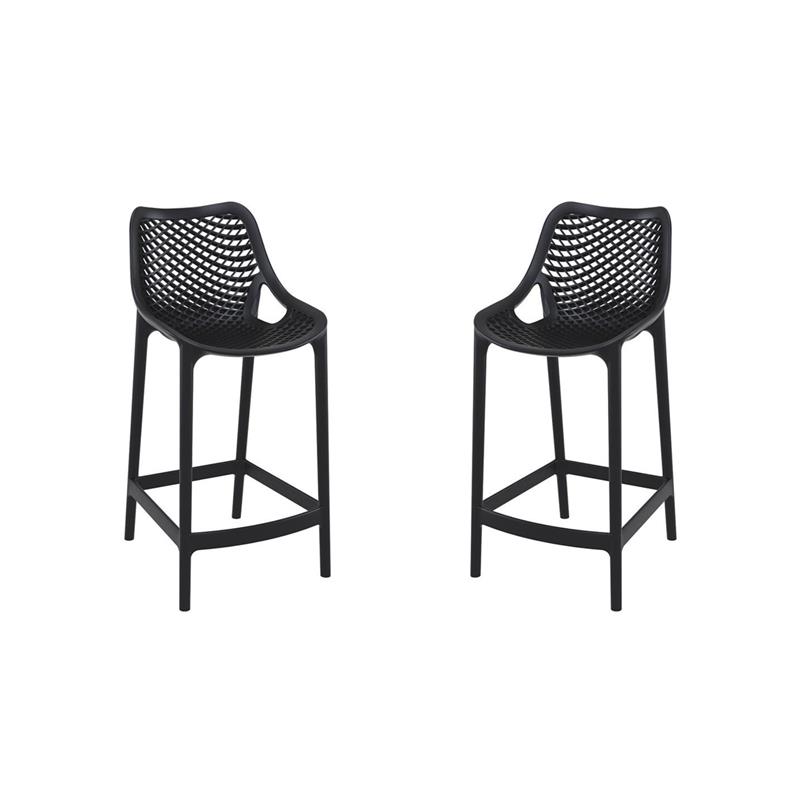 Hawthorne Collections Patio Counter Stool in Black Finish - Set of 2