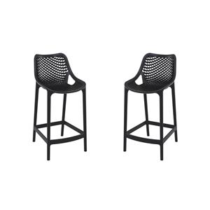 Hawthorne Collections Patio Counter Stool in Black Finish - Set of 2