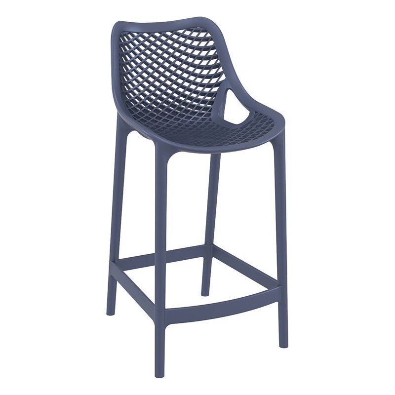 Hawthorne Collections Patio Counter Stool in Dark Gray Finish - Set of 2