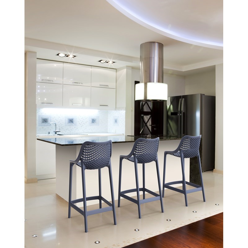 Hawthorne Collections Patio Counter Stool in Dark Gray Finish - Set of 2