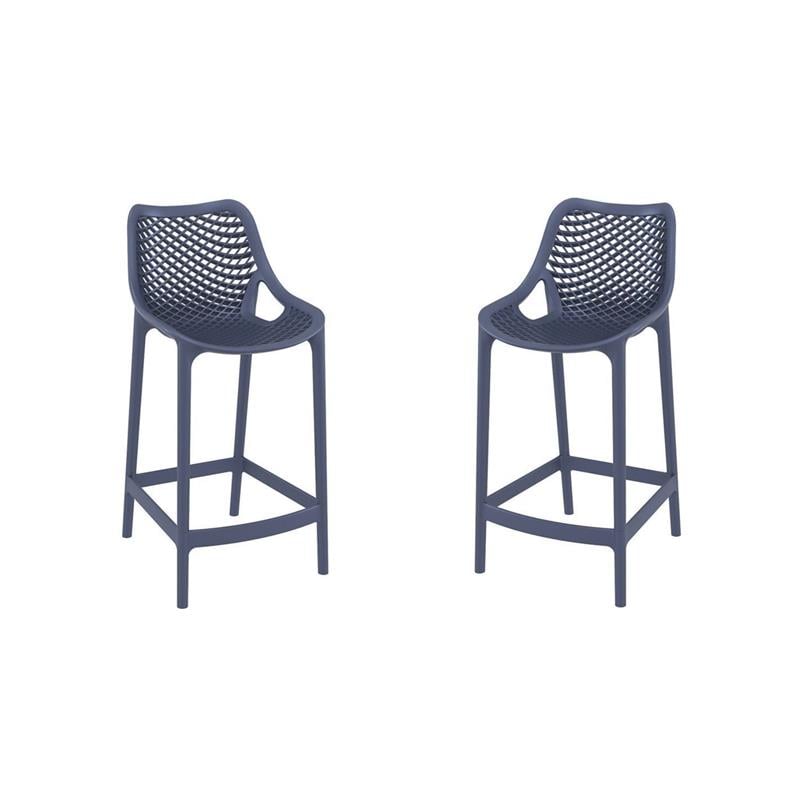 Hawthorne Collections Patio Counter Stool in Dark Gray Finish - Set of 2
