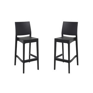 Hawthorne Collections Resin 29.5&quot Barstool in Black - Set of 2