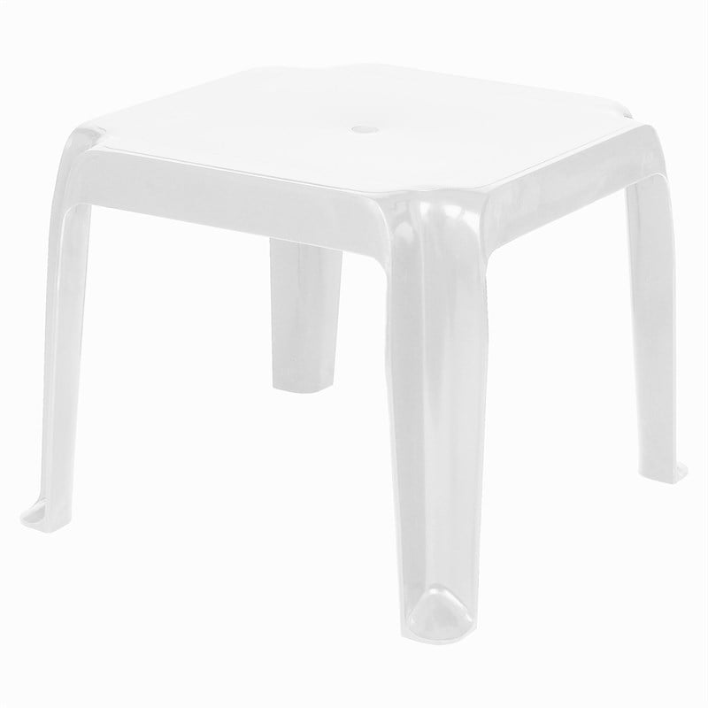 Hawthorne Collections Square Resin Patio Side Table in White - Set of 2