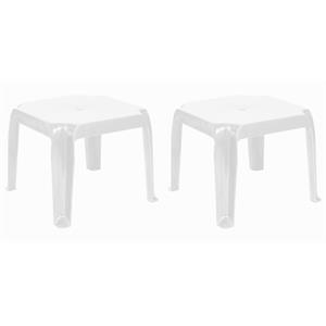 Hawthorne Collections Square Resin Patio Side Table in White - Set of 2