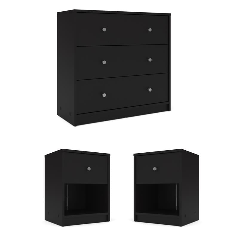 Hawthorne Collections 3 Piece Set with Chest and 2 Nightstands in Black