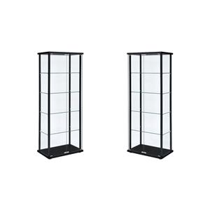 Hawthorne Collections 5-Shelves Wood/Glass Curio Cabinet in Black (Set of 2)