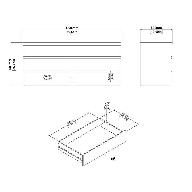 Hawthorne Collections 2 Piece Set with Nightstand & Dresser in White High Gloss