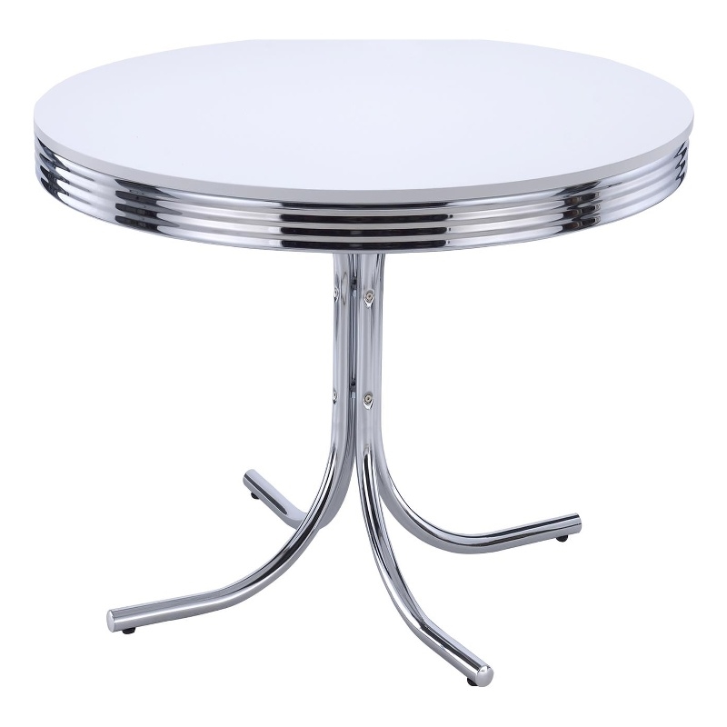 Hawthorne Collections Retro Round Dining Table Set with 4 Chairs in Chrome