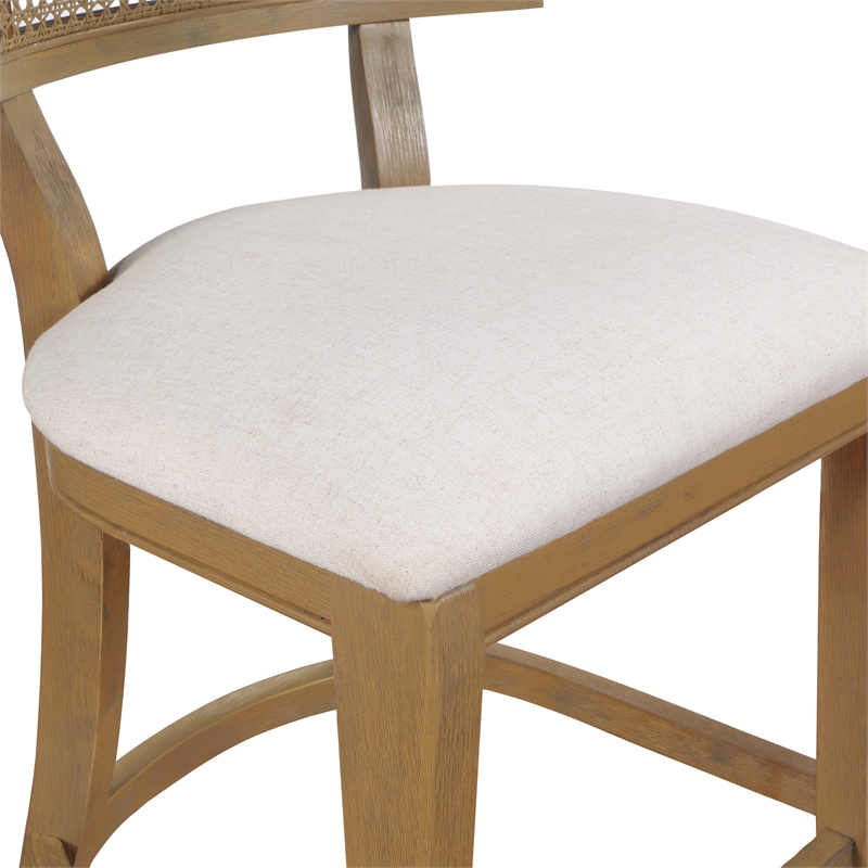 Hawthorne Collections 3 Piece Coastal Linen Fabric Counter Stool Set in Beige