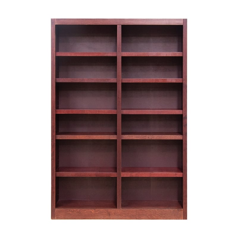 Hawthorne Collections 2Pc Tall 12-shelf Double Wide Wood Bookcase Set in Cherry