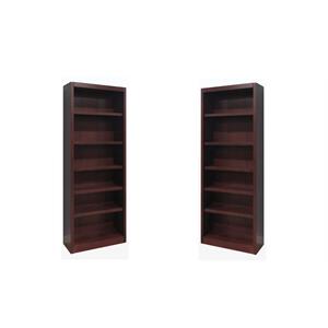 Hawthorne Collections 2 Piece Solid Wood Bookcase Set with 6 Shelf in Cherry