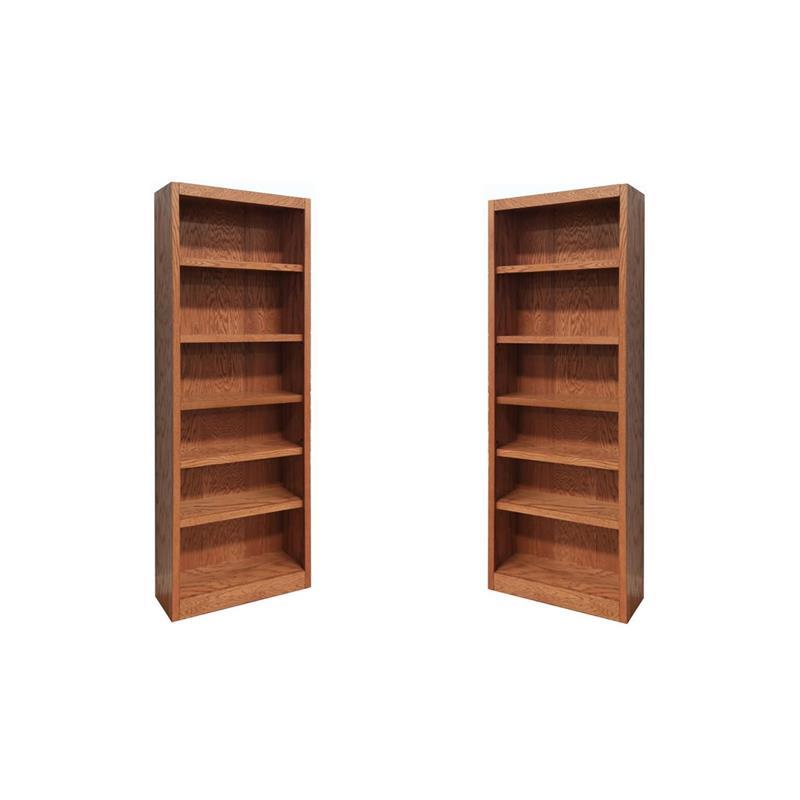 Hawthorne Collections 2 Piece Tall 6-shelf Wood Bookcase Set in Dry Oak